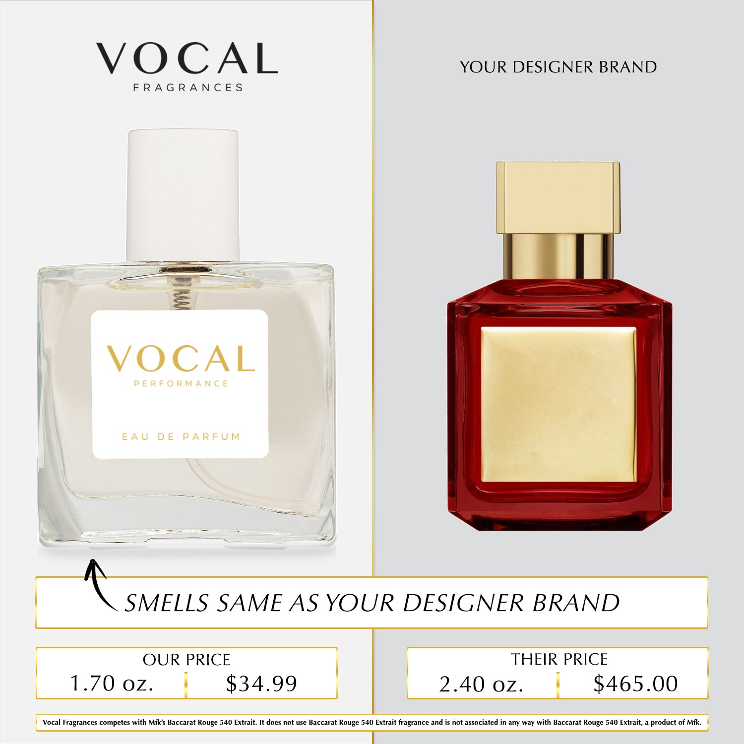 U006 Vocal Performance Eau De Parfum For Unisex Inspired by Maison Francis Kurkdjian Baccarat Rouge 540 Extrait De Parfum