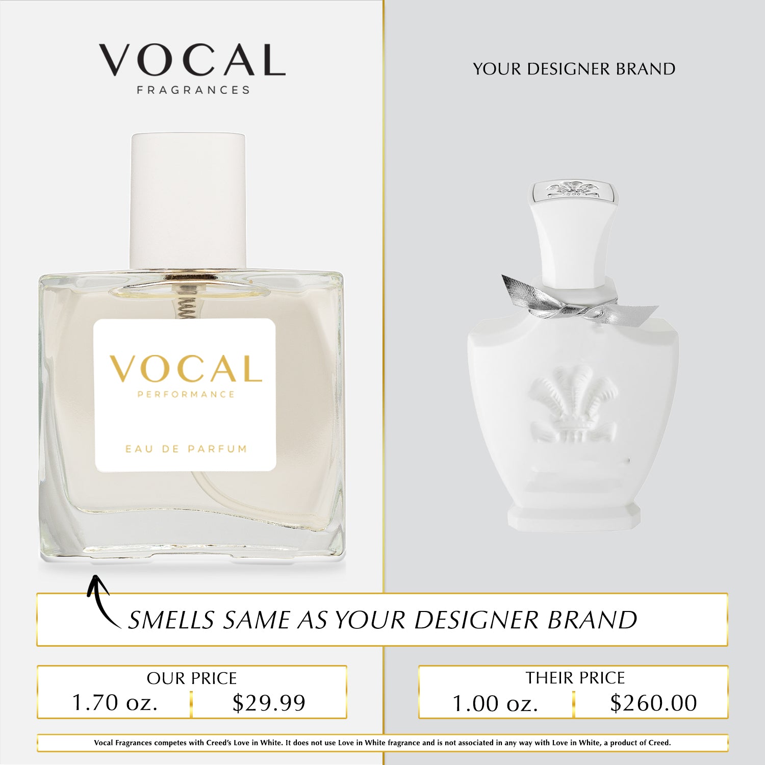 W084 Vocal Performance Eau De Parfum For Women Inspired by Creed Love in White
