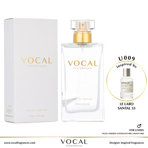 U009 Vocal Performance Eau De Parfum For Unisex Inspired by Le Labo Santal 33